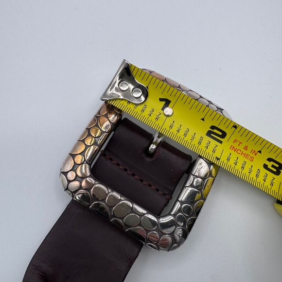 Vintage 90s Brighton Womens Braided Leather Belt Silver Buckle Size 34 Brown - Picture 7 of 7